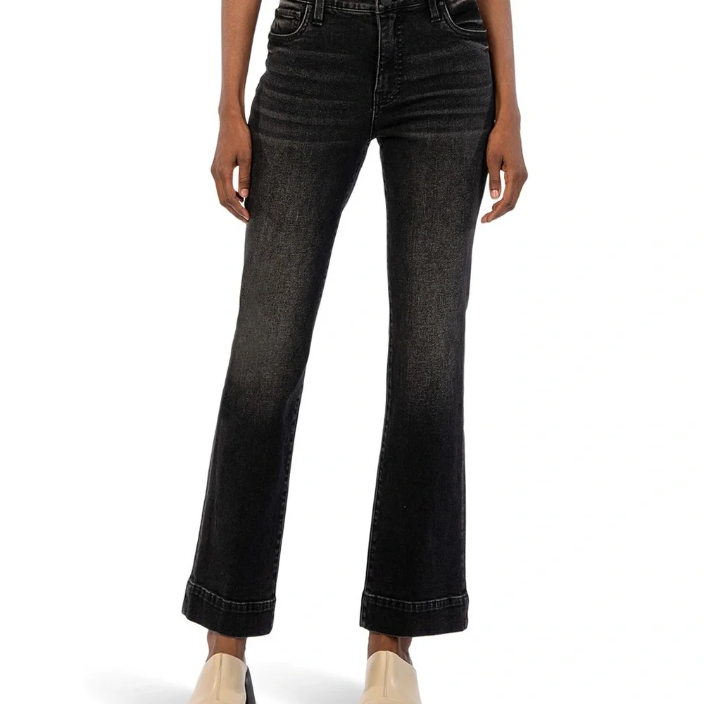 Kut from the Kloth Black Flare Wide Leg Jeans - Picture 4 of 4